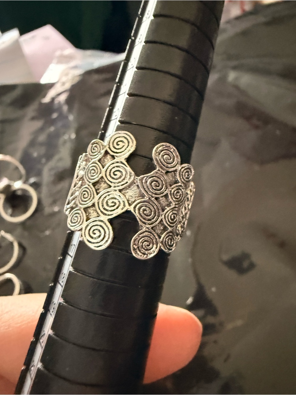 Delicate Silver Spiral Filigree Women's Statement Ring